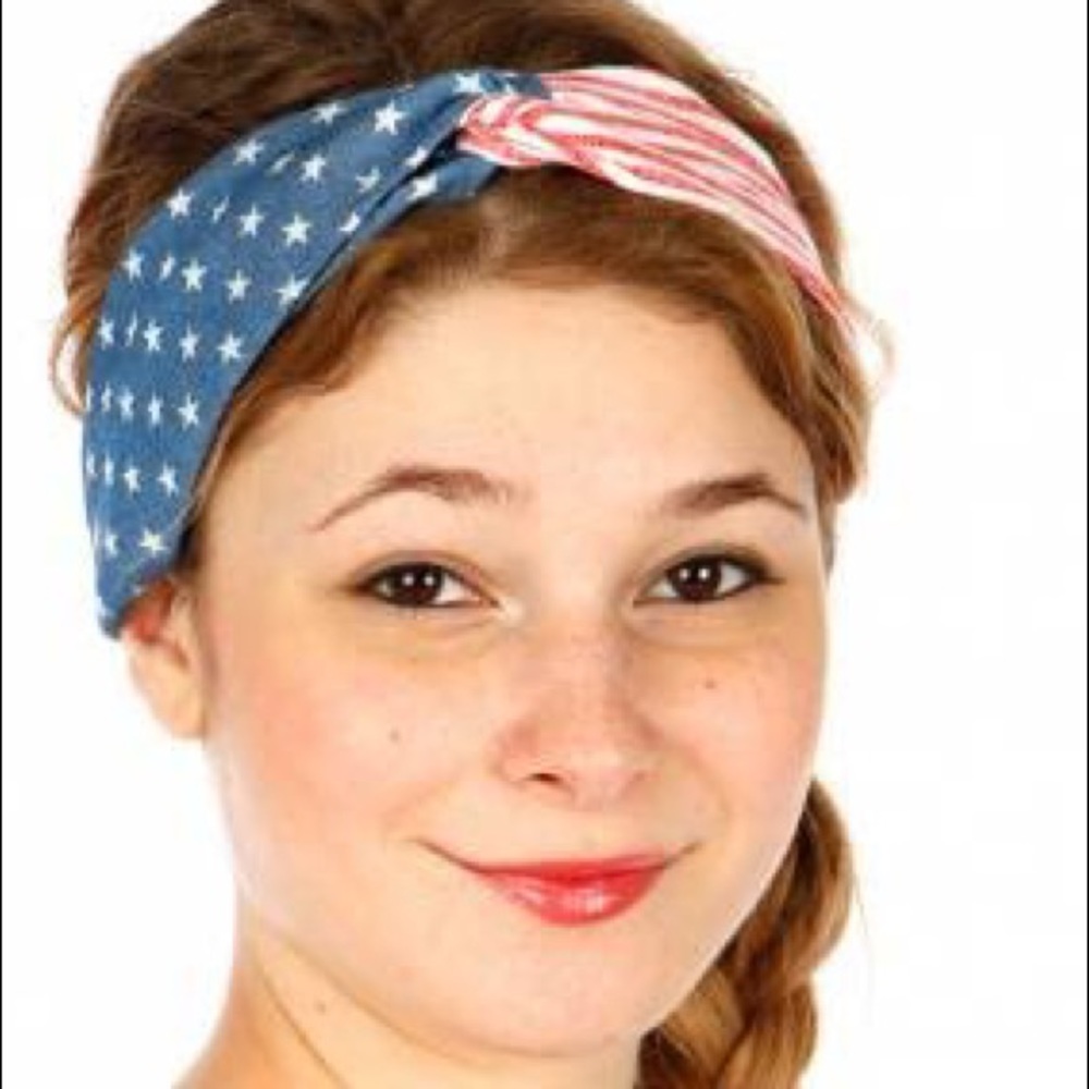 Turban style US flag head band