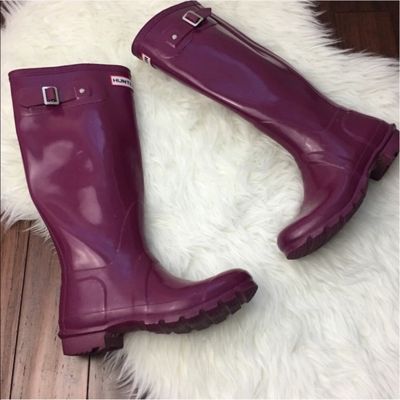 Hunter Shoes - Hunter Original Tall Glossy Magenta Rain Boots