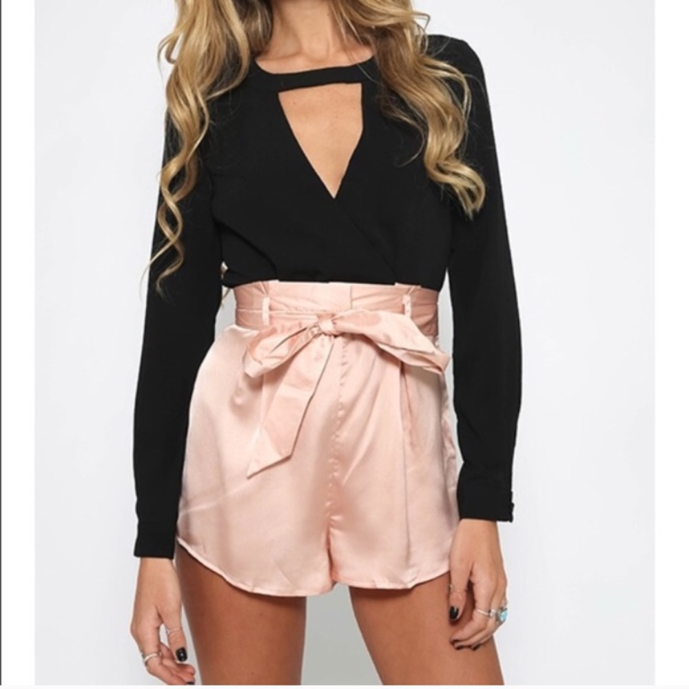 PepperMayo Black and Pink Silk Romper