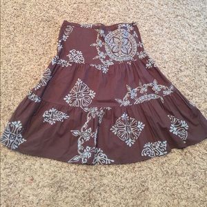 Brown blue pattern skirt