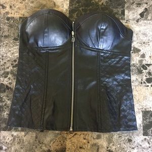 Brand New Leather (pleather) zip up corset top