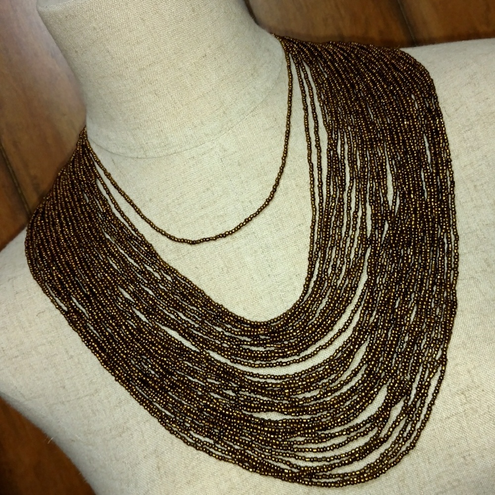 Brown Beaded Layered Necklace