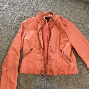 Coral fake leather jacket! Size Medium!