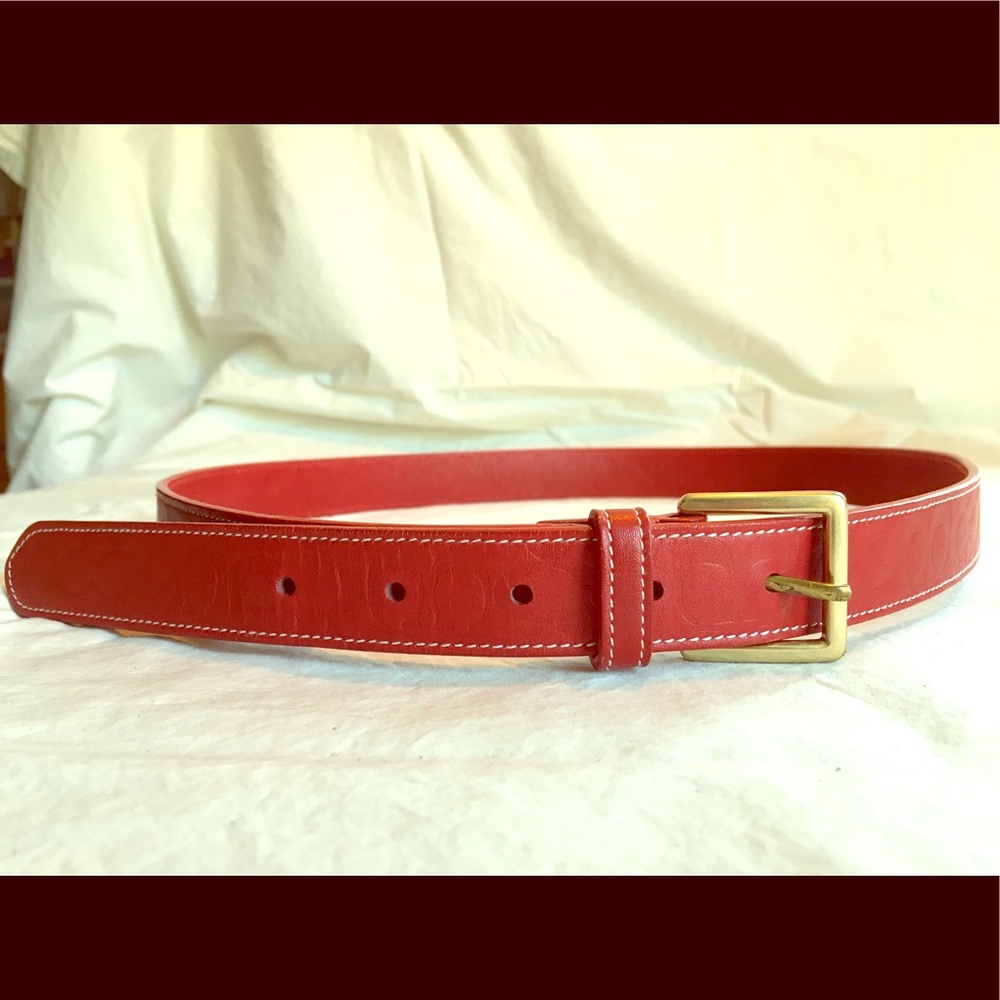 Coach red leather belt. Size large