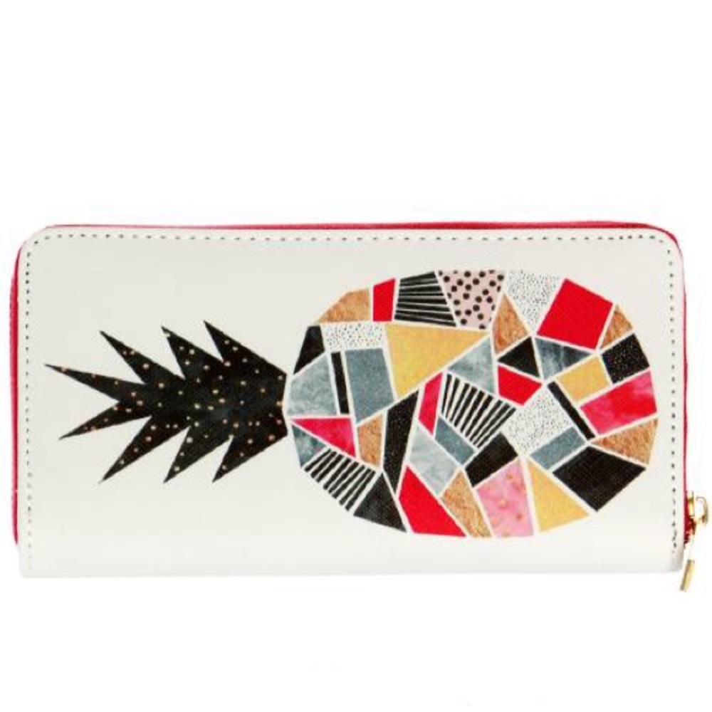 Mosaic pineapple print long wallet