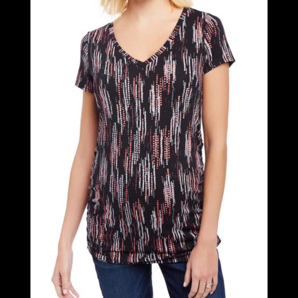 V-Neck Side Ruched Maternity Tee