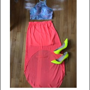 💥NEON💥 Pink Sheer Express Maxi Skirt NWOT