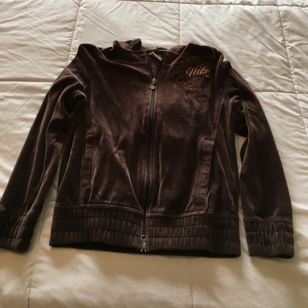 !Unique! Nike velour full zip hoodie -SZ M