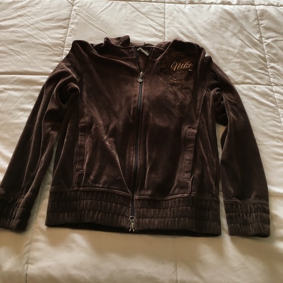 !Unique! Nike velour full zip hoodie -SZ M - Picture 1 of 4