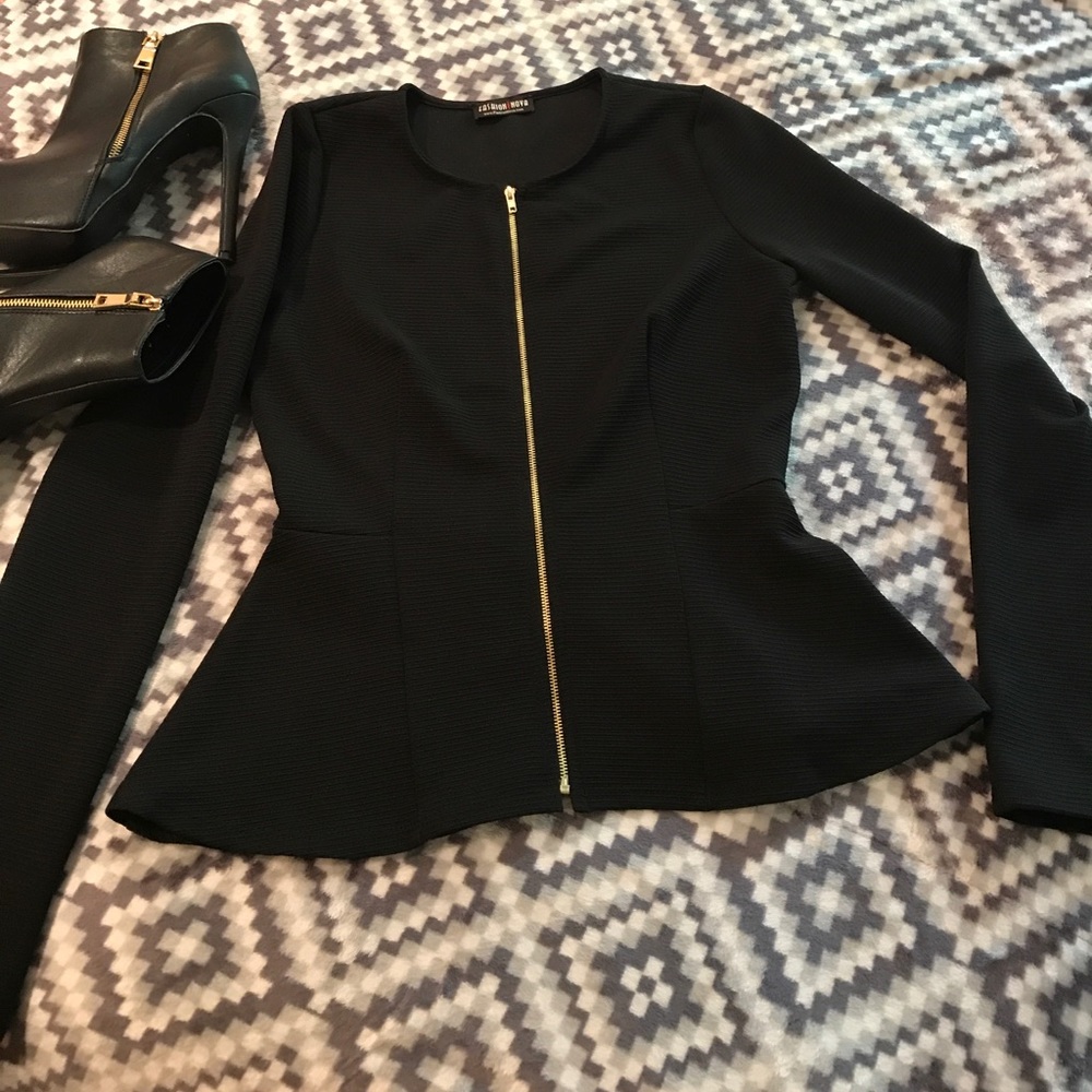 Black, Zip up jacket/ Blazer