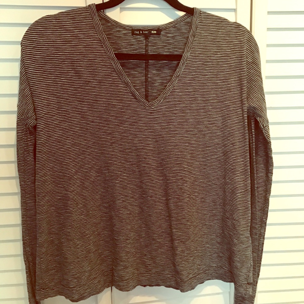 rag and bone striped long sleeve tee sz medium