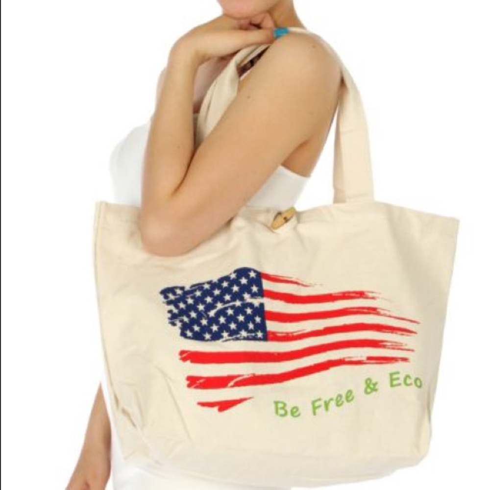 Eco canvas bag with American flag