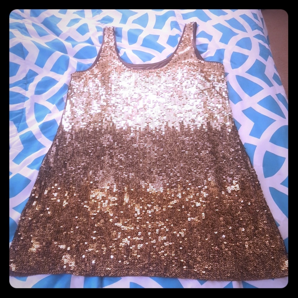 3 tone gold sequin party dress.