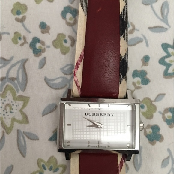 Red plaid Burberry watch. - Picture 2 of 3