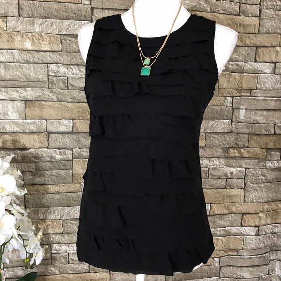LOFT Tops - Ann Taylor LOFT Sleeveless Layered Black Blouse