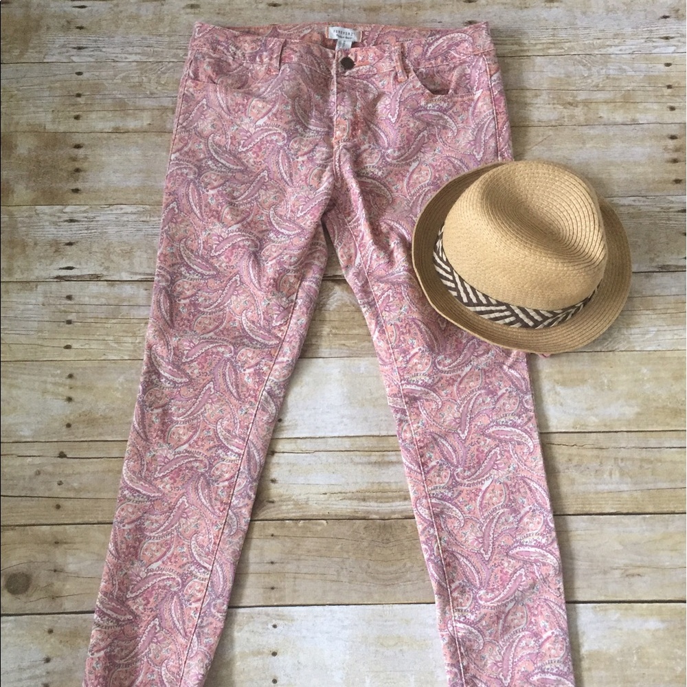 Paisley Print Skinny Jeans