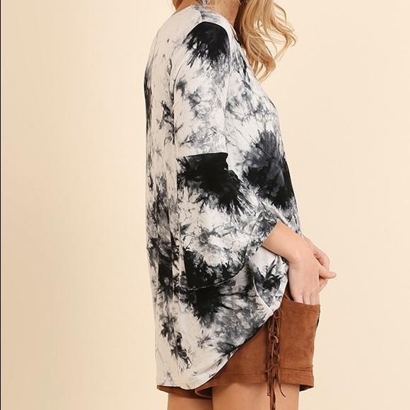 1 LEFT - Marble Tie Dye Top with Bell Sleeves - Picture 3 of 4
