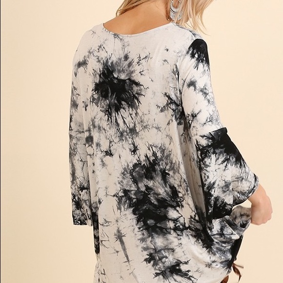 1 LEFT - Marble Tie Dye Top with Bell Sleeves - Picture 4 of 4