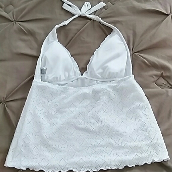 White bathing suit halter top - Picture 3 of 4