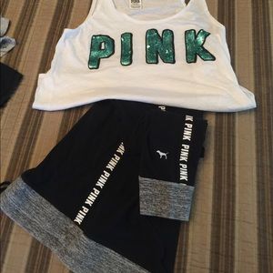 Pink Yoga leggings size M with FREE tank sz M