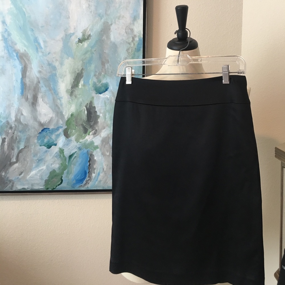 Black Satin Pencil Skirt