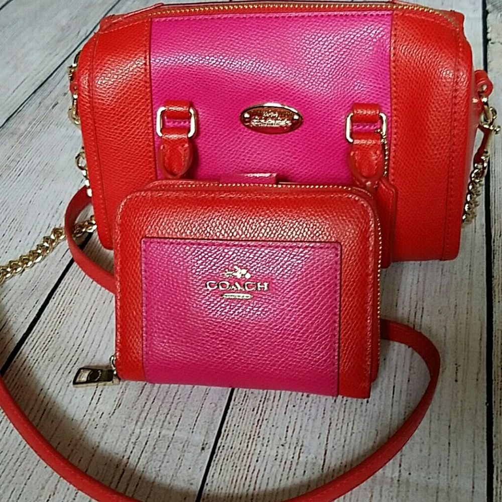 SOLD Coach Pink and Orange Wallet