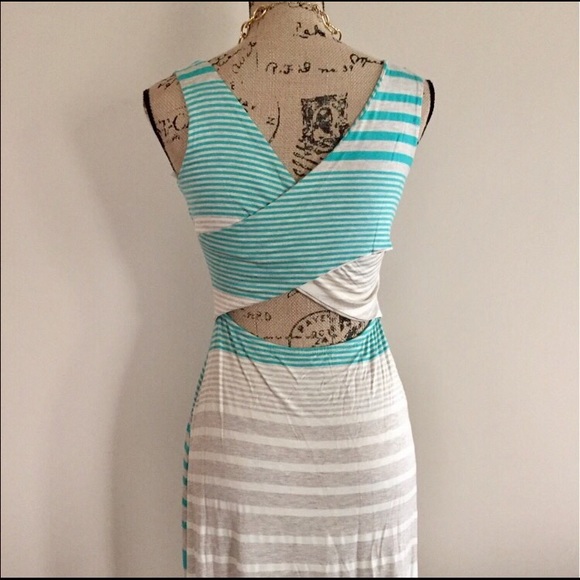 Last 1! Mint cream tan stripe maxi 🇺🇸 - Picture 3 of 4