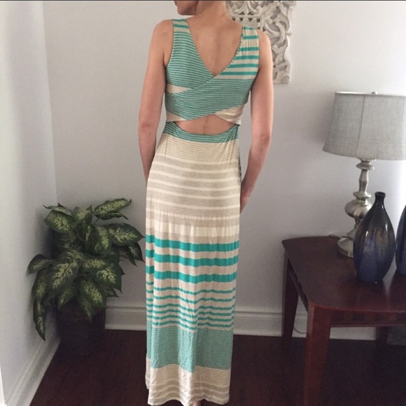 Last 1! Mint cream tan stripe maxi 🇺🇸 - Picture 4 of 4