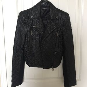 Bebe Cropped Faux Leather Jacket