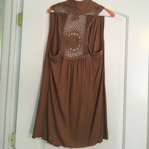 Cardigan, xl, camel colored.