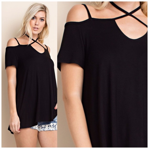 π»3 for $25 Black Bamboo Off Shoulder Knit Top - Picture 4 of 4
