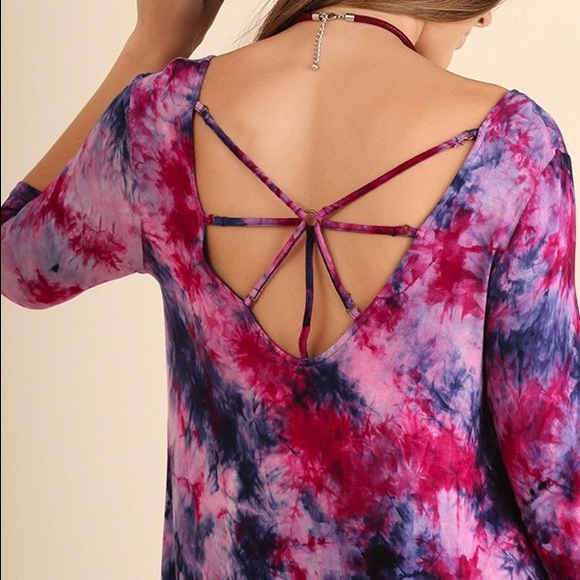 1 LEFT - Tie Dye Dress with Back Cut Out Detail - Picture 3 of 4