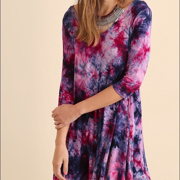 1 LEFT - Tie Dye Dress with Back Cut Out Detail - Picture 4 of 4