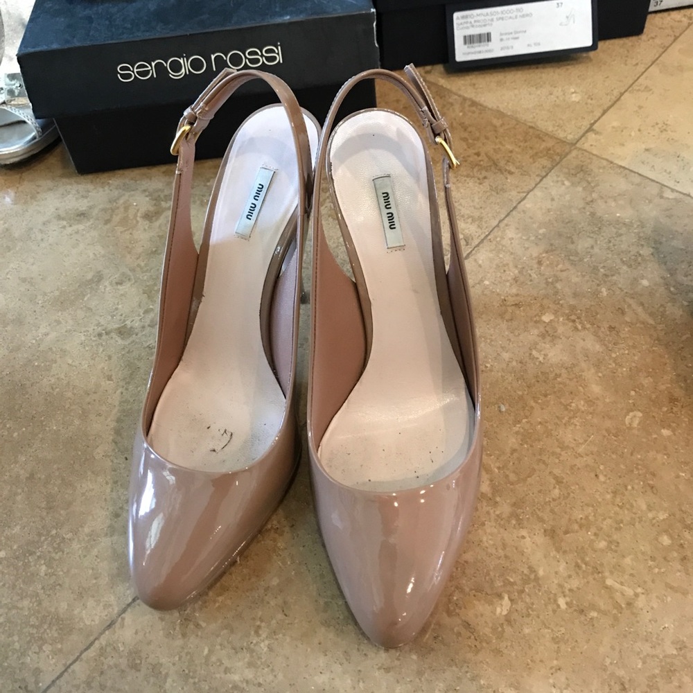 Miu Miu Patent Leather Nude 36 Sling back pump