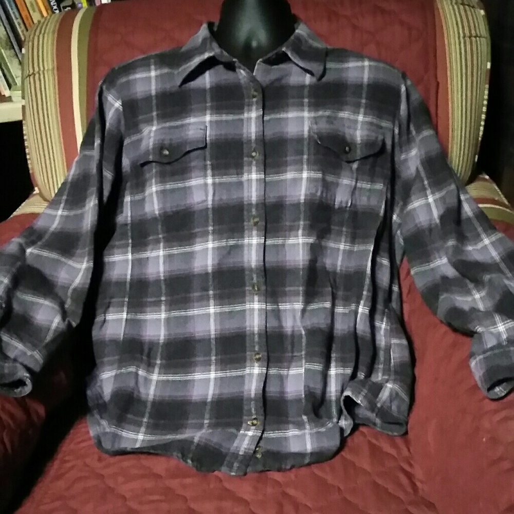 Purple plaid Carhartt button country down shirt