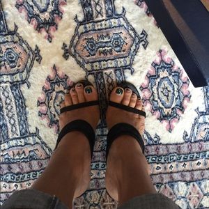 Horse hair heels sandal