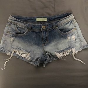 Almost famous denim lace peekaboo shorts