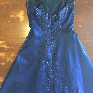 Blue A line dress with beading