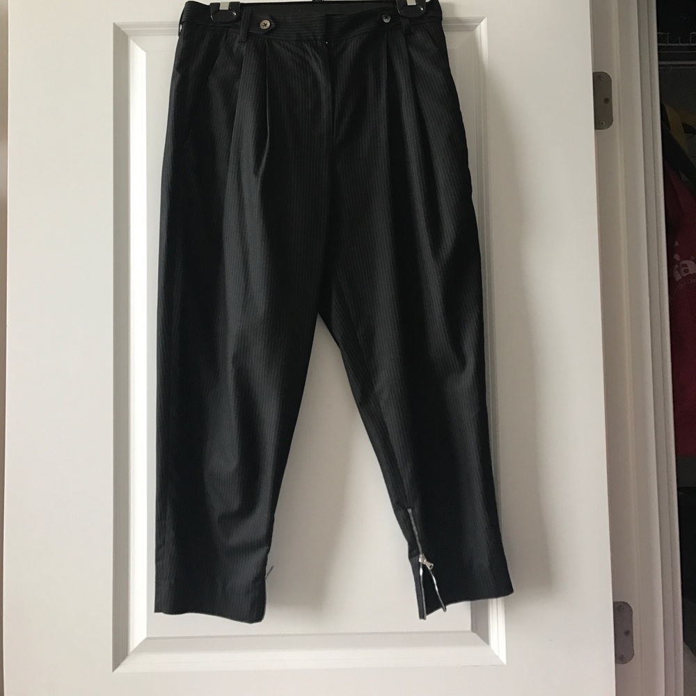 Black pinstripe cropped Robert Rodriguez pants