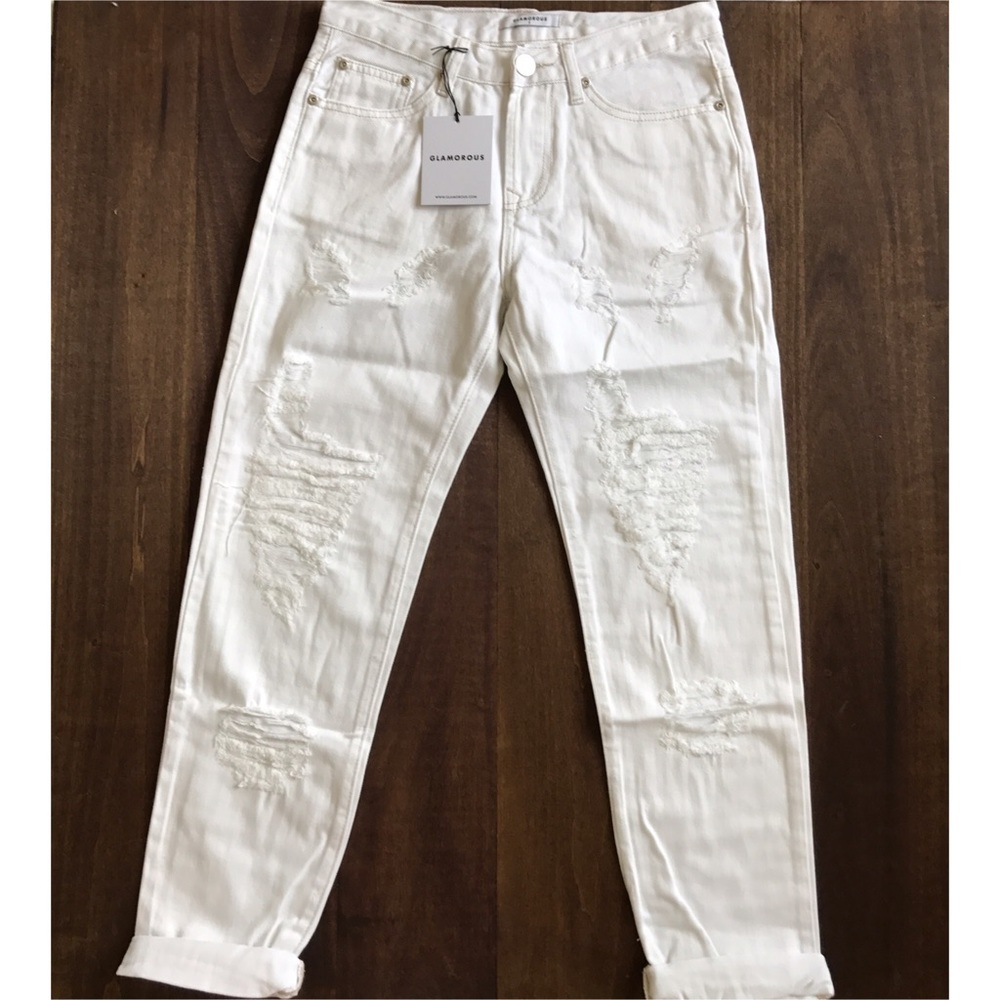 NWT Glamorous White Distressed Jeans - Picture 2 of 4