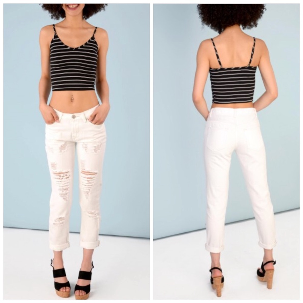 NWT Glamorous White Distressed Jeans - Picture 1 of 4