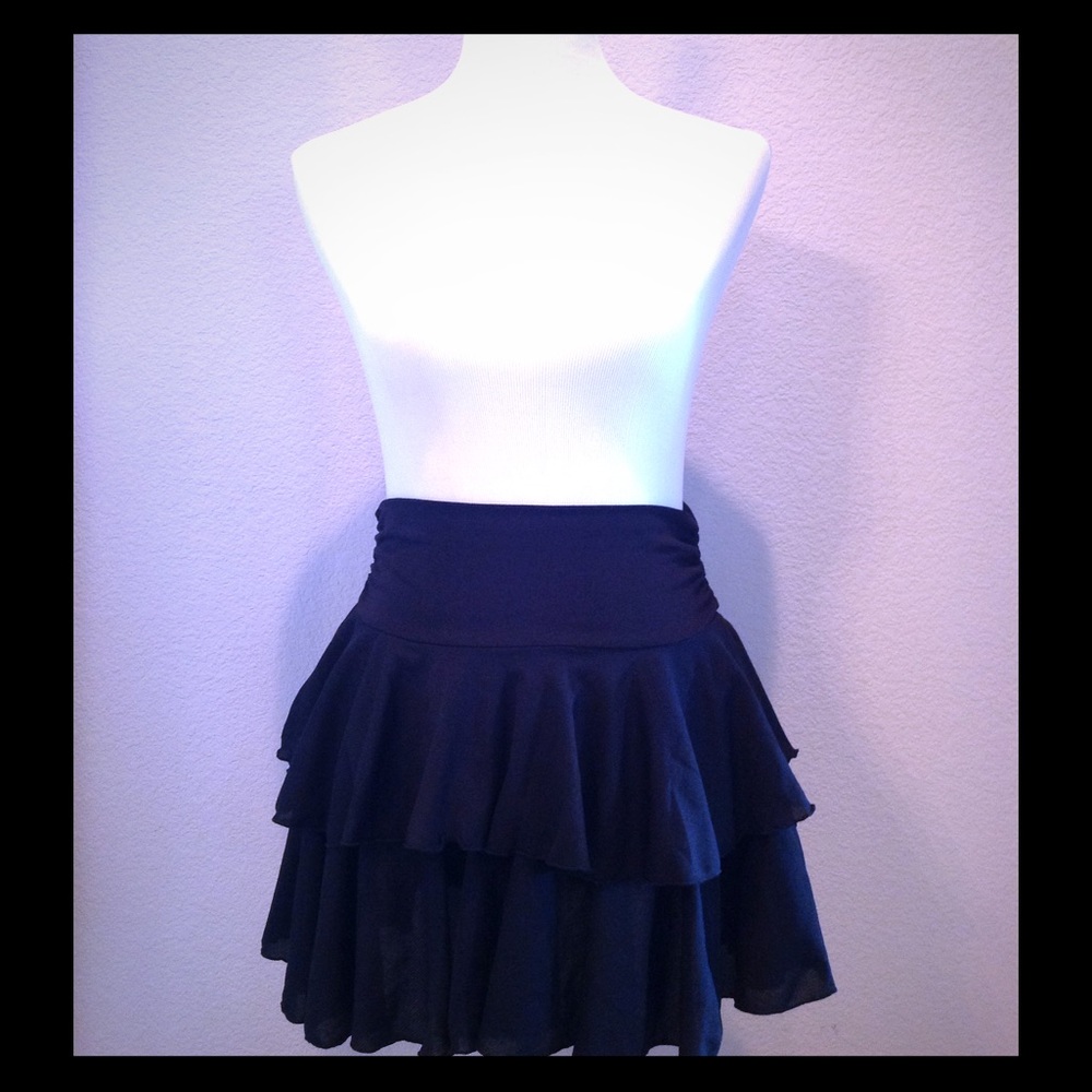 Two Tiered Black Mini Skirt