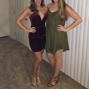 Red velvet bodycon dress