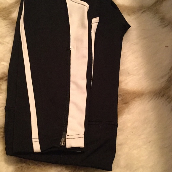Express Black w/Side Stripe Zipper Leggings - Picture 3 of 3