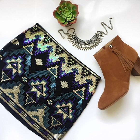 Express Dresses & Skirts - Express | Sequined Tribal Mini Skirt