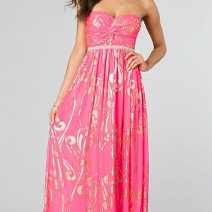 Pink and Gold floor length gown
