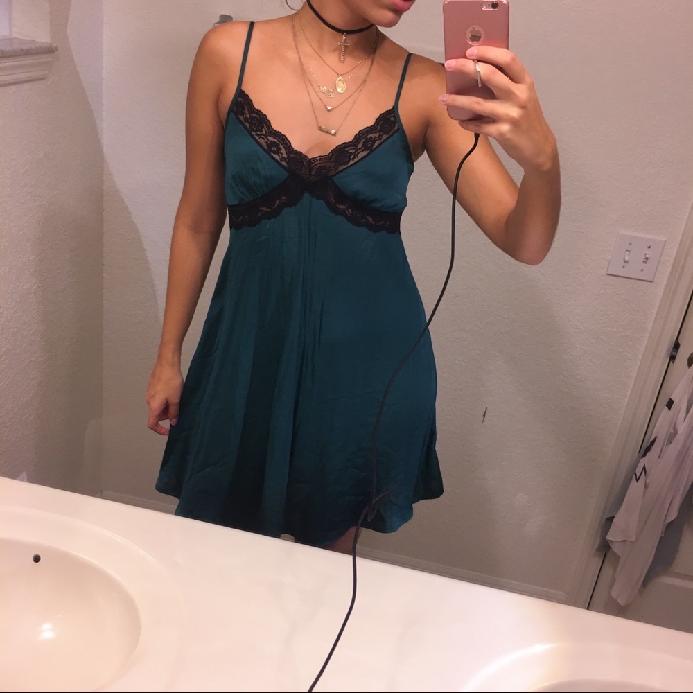 Beautiful green dress with lace design