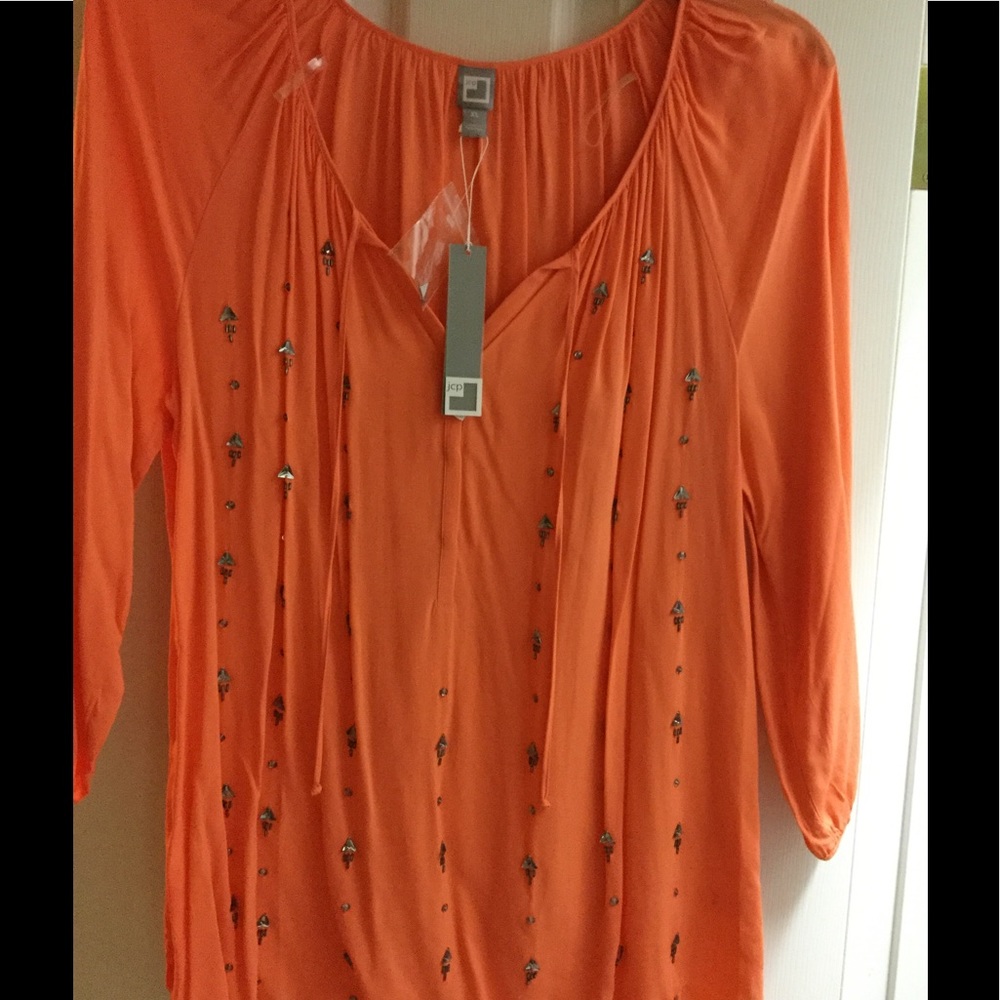 BNWT XLG ORANGE SHIRT QUARTER SLEEVES