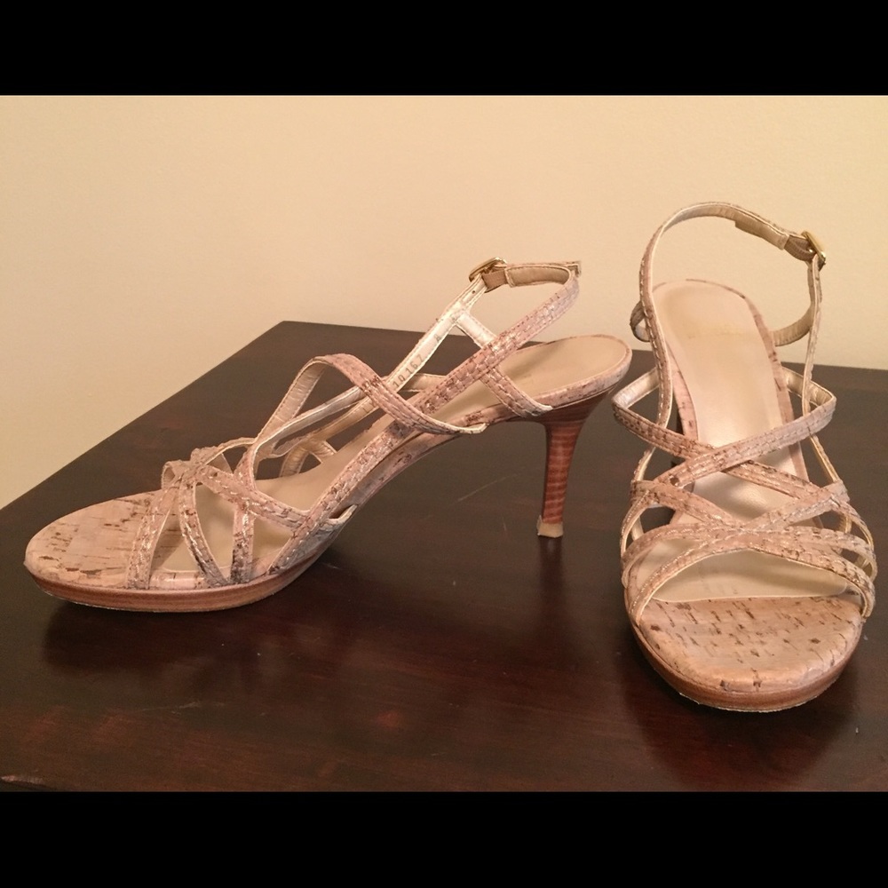 Stuart Weitzman  cork-look strappy heels