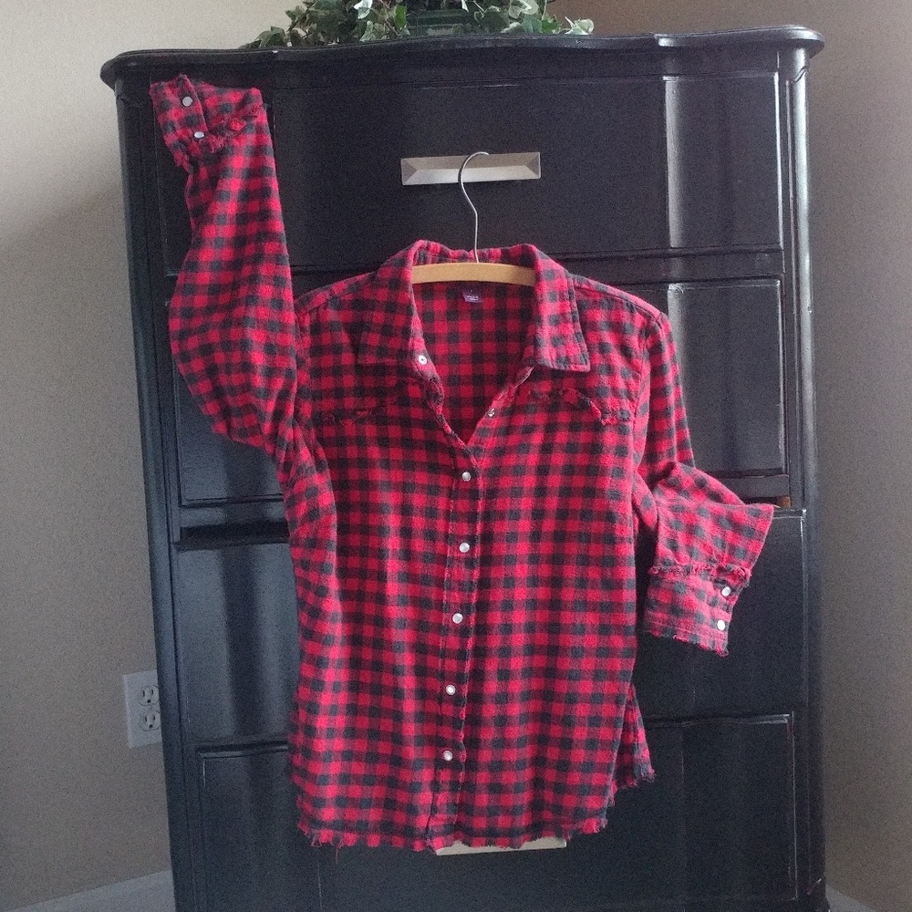 Flannel red / black checker - Snap Up shirt